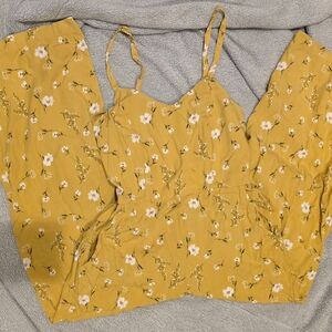 Old Navy Yellow Floral Jumpsuit